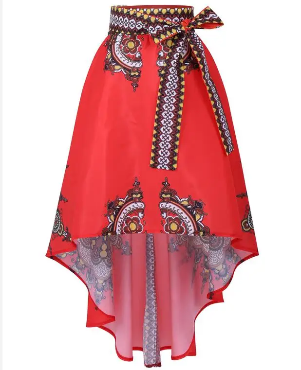 Европа Америка Африка мода печать женщина Инди фолк юбка-годе желтый красный Harajuku элегантный большой подол Русалка Женская юбка - Цвет: Красный