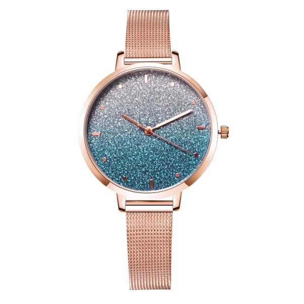 Модные женские часы из розового золота, звездное небо, изысканные женские часы, женские часы с блестящим циферблатом, zegarek damski orologio donna - Цвет: light blue