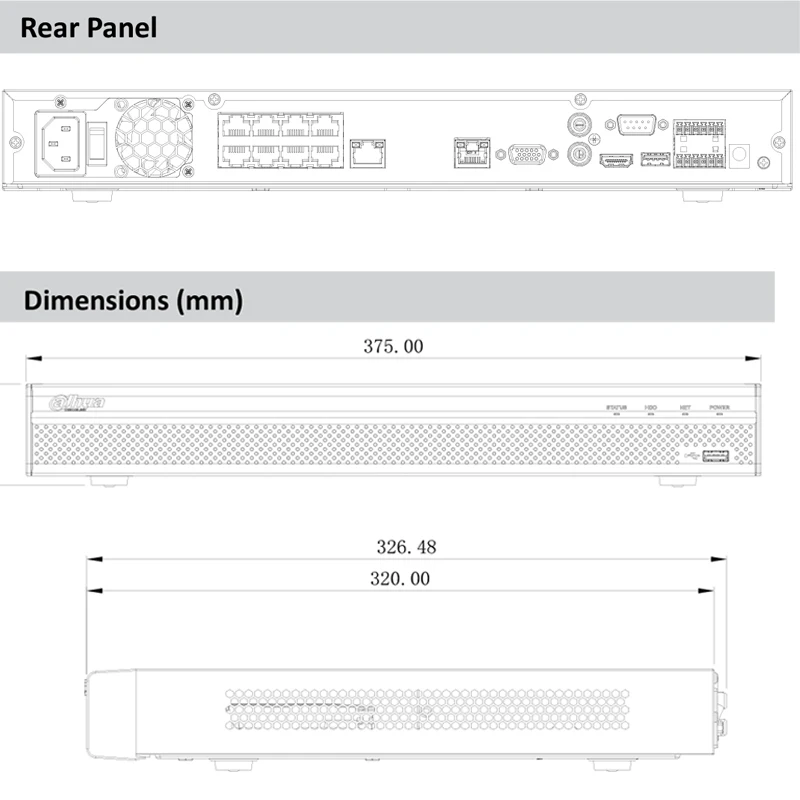 Dahua 8ch poe nvr NVR5208-8P-4KS2 8-канальный 1U 8 PoE 4K H.265 Pro сетевой видеорегистратор cctv для системы видеонаблюдения