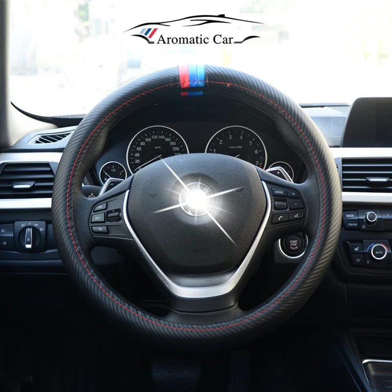 38 см автомобильный Стайлинг рулевое колесо покрытие внутренняя отделка из углеродного волокна для занятий спортом для BMW X1 X3 X5 X6 E36 E39 E46 E30 E60 E90 E92 - Название цвета: 1