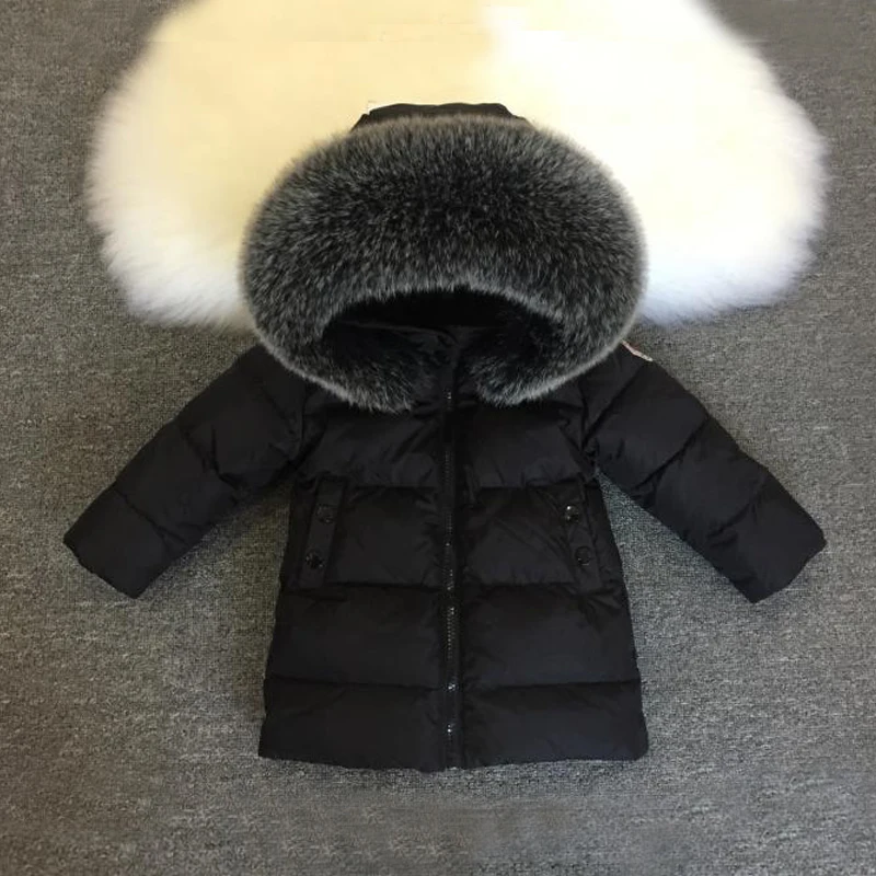 

2019 Winter Children's Down Jacket Real Ful Hooded Overalls for Children Warm Boys Coats Windproof Girls Outerwear Clothes