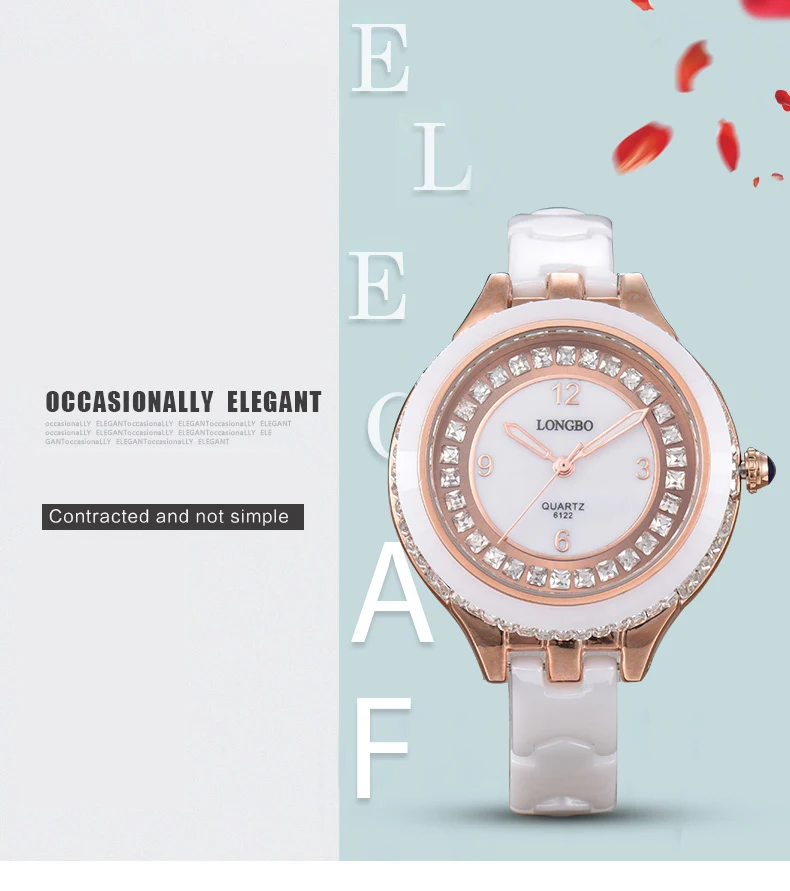 Relojes Mujer LONGBO Топ бренд модные женские часы керамический браслет, кварцевые часы женские relogio feminino