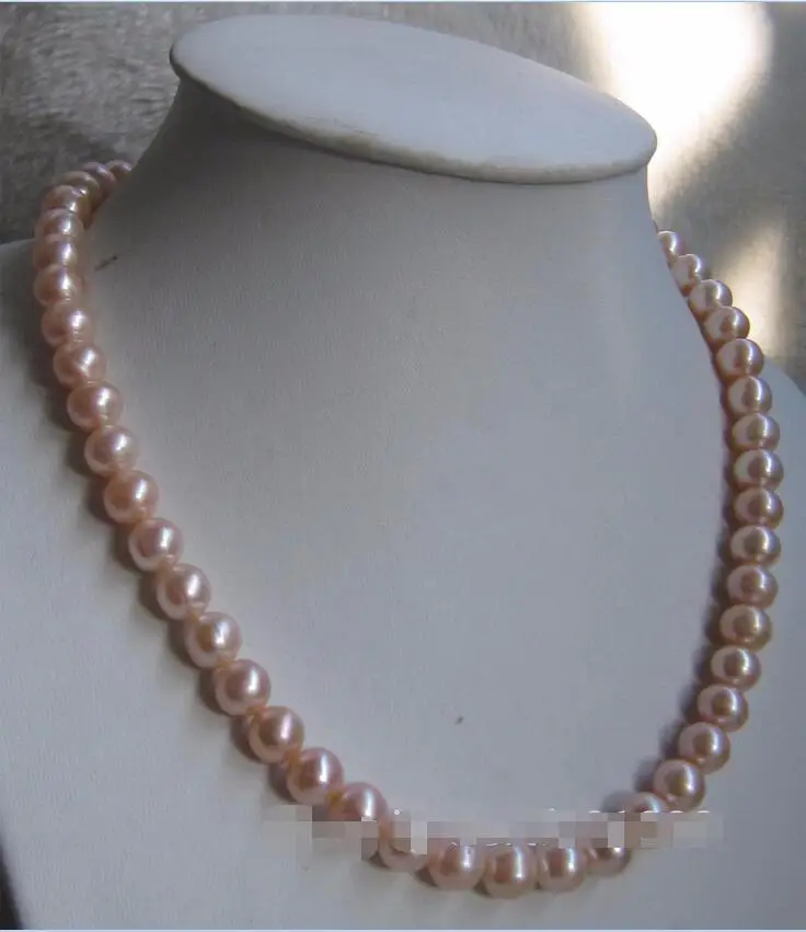 

Free Shipping >>>>>9-10 mm Australian SOUTH SEA gold pink kasumi PEARL NECKLACE 18inch 14K