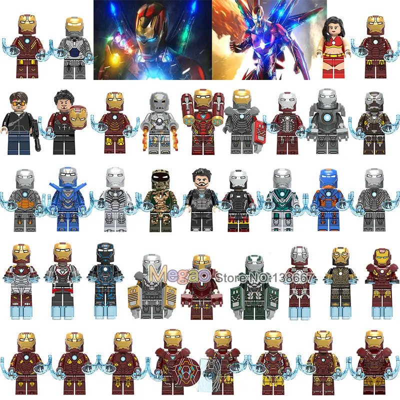 

Wholesale 50 PCS X0253 Building Blocks Super Heroes Tony Stark Iron Man Mark 32 Mark 35 Mark 34 Action Model Bricks Kids Toys