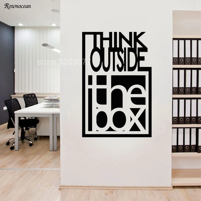 

Think Outside The Box Inspire Quote Wall Decals Motivation Office Team Art Decor Room Vinyl Sticker On The Wall Mural H561