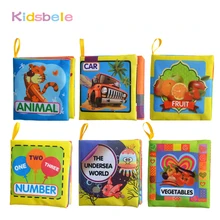 Soft Baby Rattle Toys 6PCS Cloth Book Infant Early Learning Educational Rustle Coloring Animal Book For