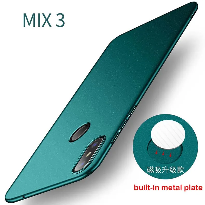 Полностью Защитный пластиковый металлический чехол для Xiaomi mi x 3, Жесткий Тонкий чехол на магните для Xiaomi mi x 3 mi X3 - Цвет: green with metal