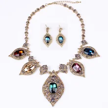Sistemas de La Joyería de Lujo Retro Vintage Colgante y Collar Encantos Pendientes De Gota de Agua Collar de diamantes de Imitación Para El Partido Regalo TL4015