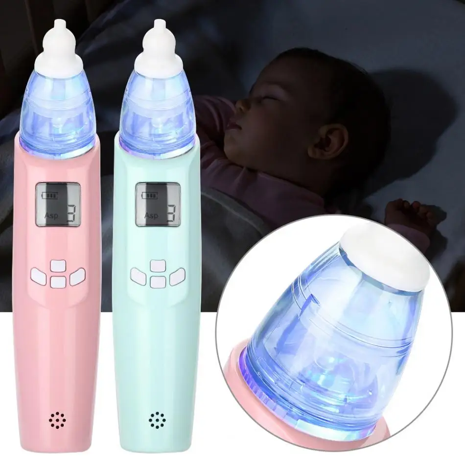 Electric Nasal Aspirator Portable Baby Mucus Cleaner with Soft LED