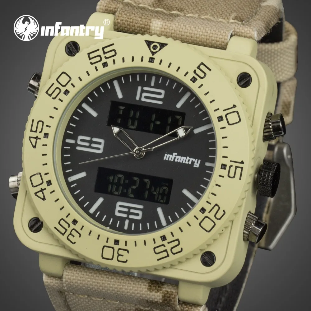 

INFANTRY Mens Watches Top Brand Military Watch Men Analog Digital Watch for Men Pilot Tactical Leather Square Relogio Masculino