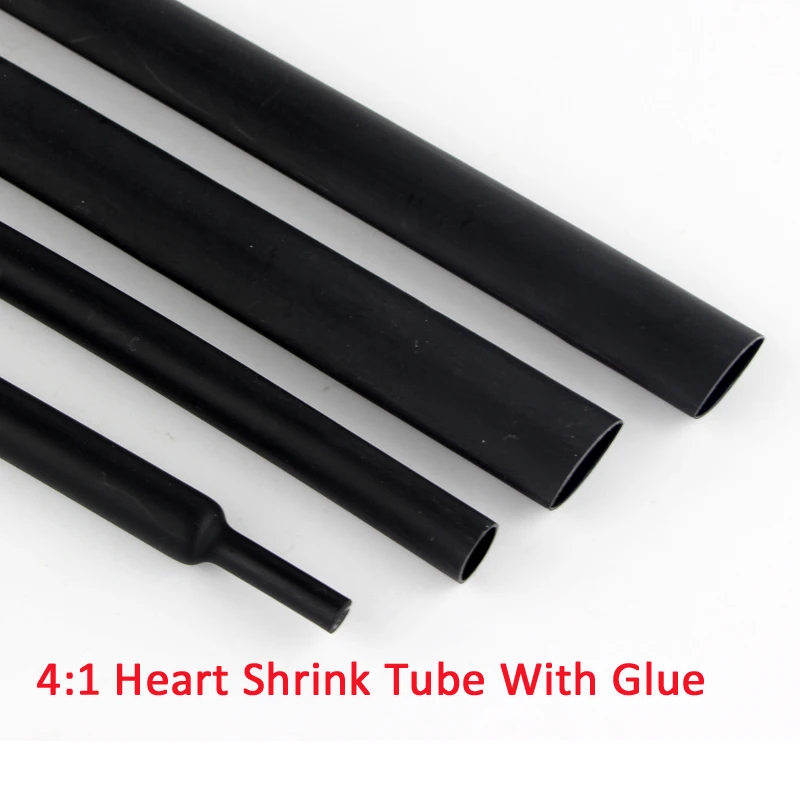 4/6/8/12mm-40mm 4:1 Black Heatshrink Tube Sleeve Adhesive Glue Lined Waterproof 