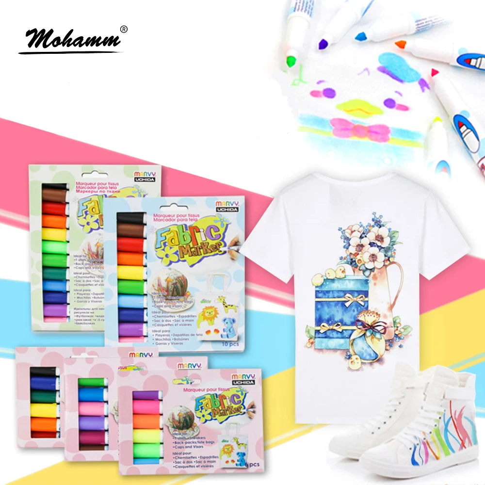 

6/10/12 Colors Permanent Marker Fabric Paint Marking Pens Multicolor Sketch Textile Patchwork Crafts Pencil Sewing Tool