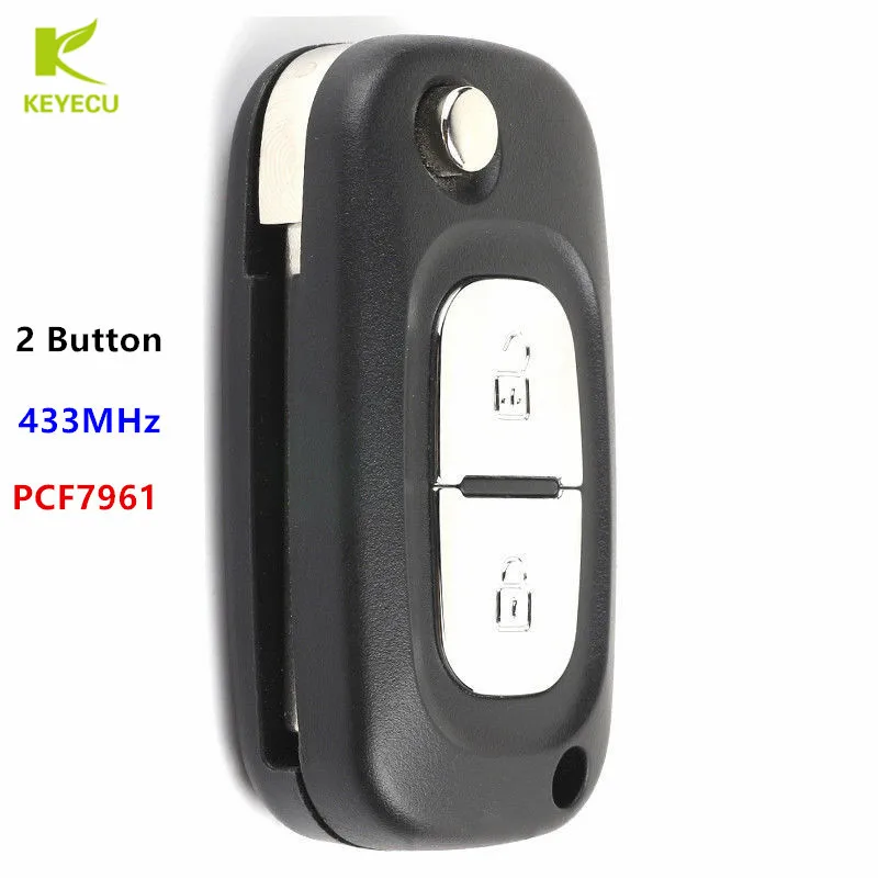 Запасной дистанционный ключ брелок KEYECU PCF7961 2 кнопки 433 МГц для Renault Clio 3 Kangoo Master