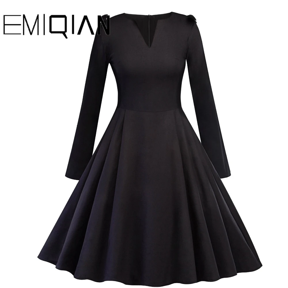 Vintage Long Sleeve A Line V Neck Knee Length Party Dress Plus Size Black Short Prom Dress Prom Dresses Aliexpress