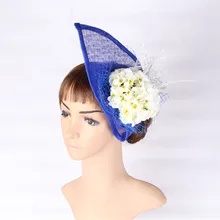 Multiple color select sinamay font b hat b font silk flower with birdcage fascinator headwear bridal