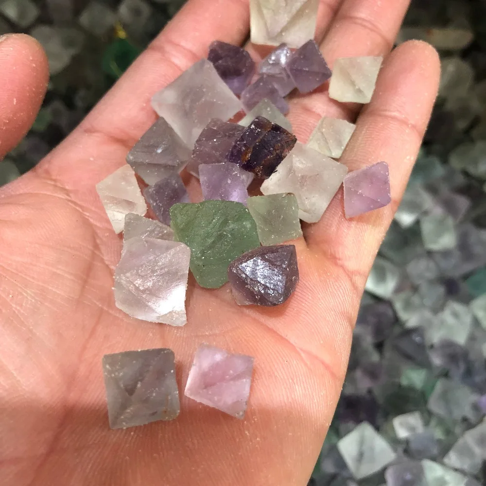 

100g Natural Mixed Fluorite Octahedron Gem Small Rough Stone Specimen Healing DIY Natural Quartz Crystals Stones