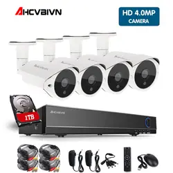 AHCVBIVN 4MP 5 в 1 4CH система безопасности, ahd, DVR NVR CCTV системы 4.0MP 2560*1440 всепогодный Открытый камера видеонаблюдения комплект