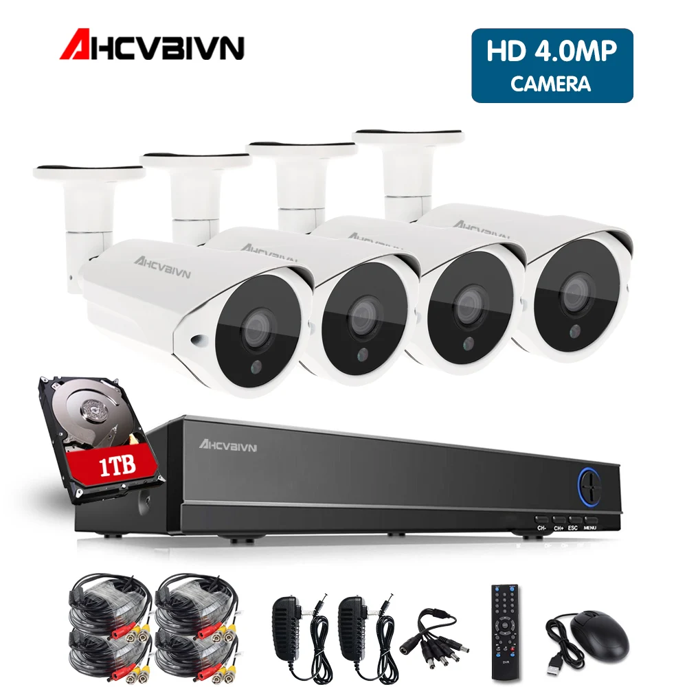 AHCVBIVN 4MP 5 в 1 4CH система безопасности AHD DVR NVR CCTV 4.0MP 2560*1440 Всепогодная наружная камера