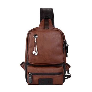 

Fashion PU Leather Chest Bags Men Casual Messenger Bag Designer Male Shoulder Bag Waterproof Bag 7713
