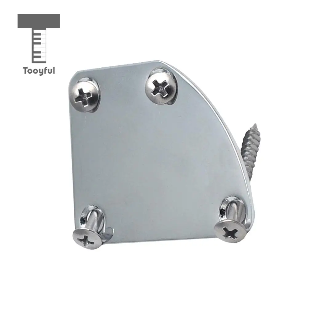 Tooyful Chrome Electric Guitar Neckplate Metal Neck Plate with Screws for Strat Tele Guitar Parts