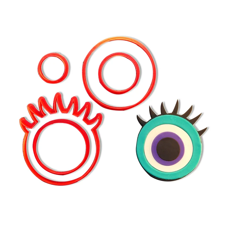 

Monster Eyes Series Cake Decoration Tools Made 3D Printed Cookie Cutter Set Fondant Cupcake Top Moulds Eye Balls Biscuit Press