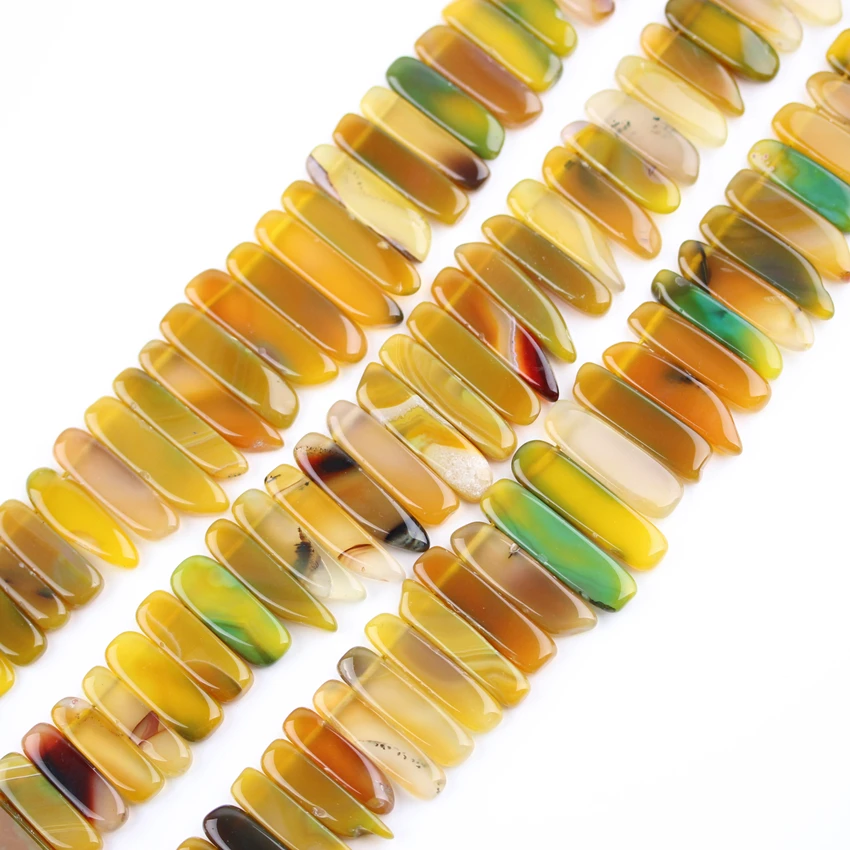 Yellow Green Agates Natural Stones Top Drilled Slice Beads Spacers
