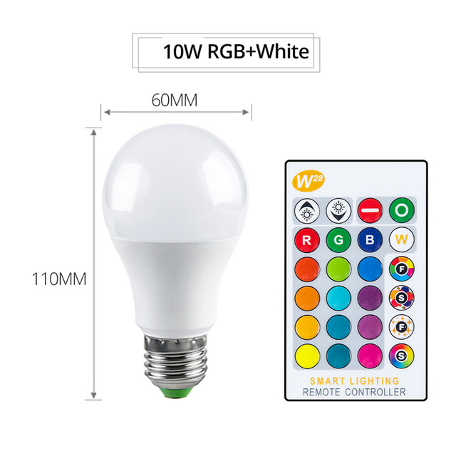 E27 LED Bulb With Remote Control 5W 10W 15W RGB RGBW RGBWW Color Change 85-265V Smart Lighting Memory Function Led Lamp