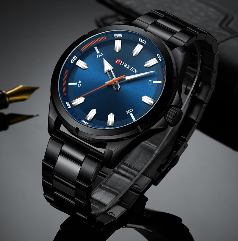 Curren Мужские часы Топ бренд класса люкс Бизнес Кварцевые Мужские наручные часы из нержавеющей стали креативные серебряные мужские часы