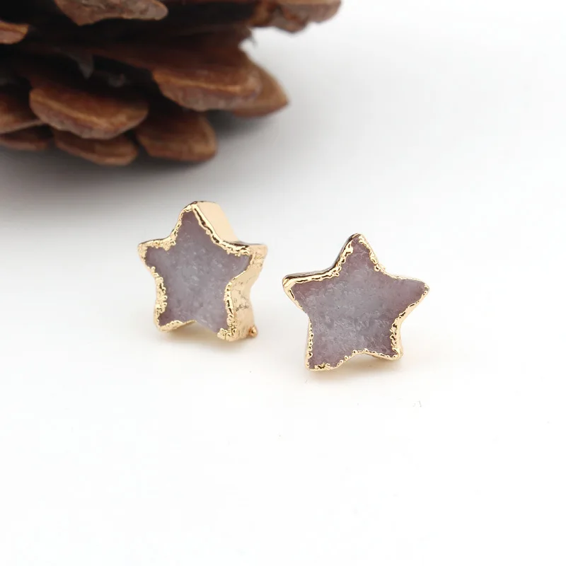 

Cute Star Ear Stud Druzy Resin Stud Earrings For Women Star Stud Earring Jewelry Statement Pendientes Mujer Moda 2019