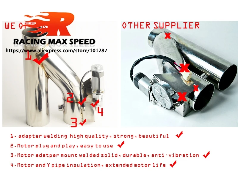 Авто нержавеющая сталь Y труба вырез 1 drag 2 Электрический выхлоп выхлопа вниз выхлопной трубы обход клапан дистанционный Кнопка DYYR