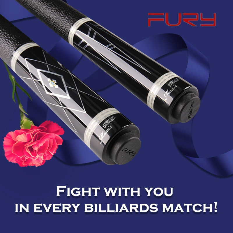 

Fury Billiard Pool Cue MS Series 13mm Tiger Tip 147cm Length Professional Maple Shaft 8 Teeth Joint Lychee Leather handle Stick