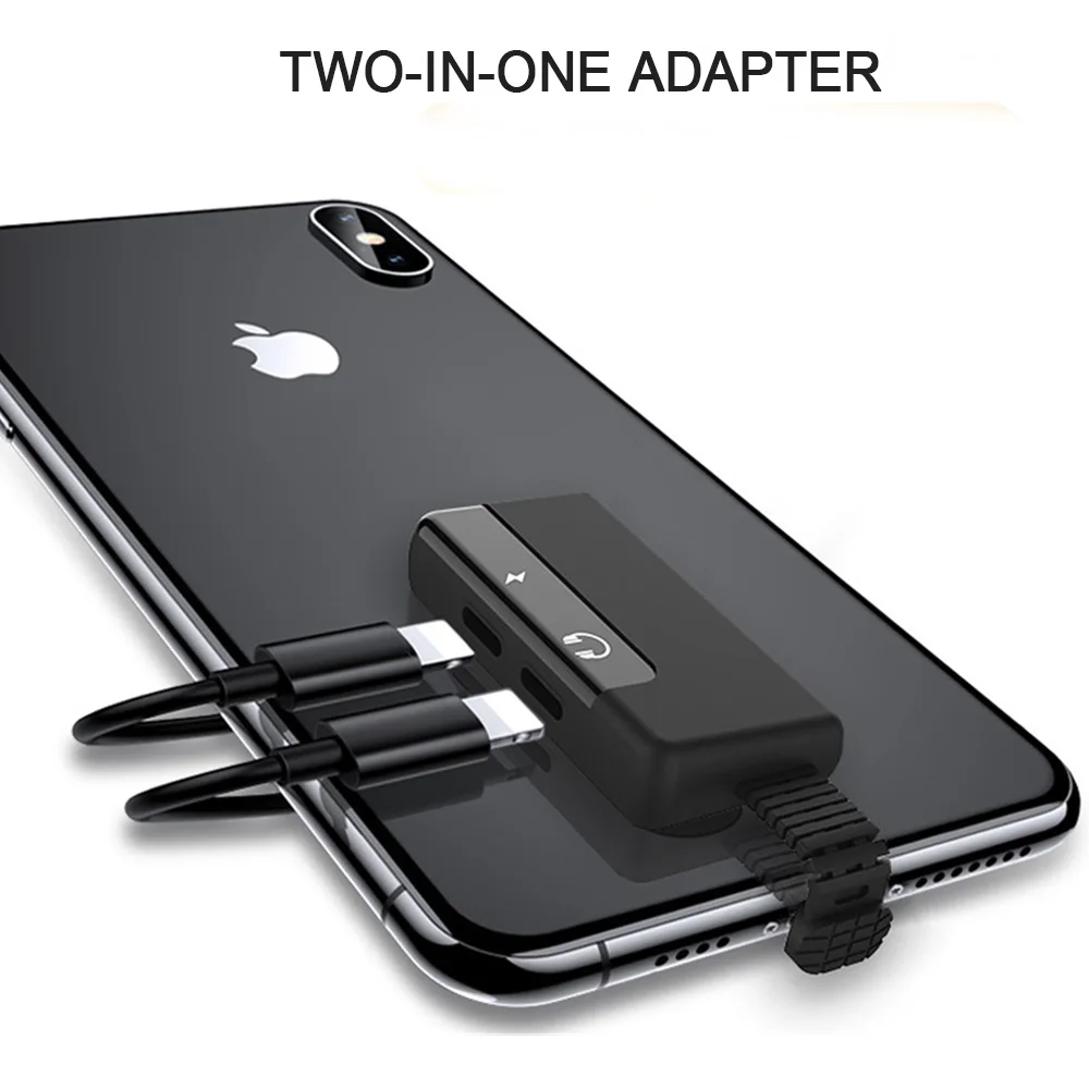 

2 IN 1 Fast Charging Dual Lighting Adapter Portable Charge Connecter Phone Holder For Iphone 8 7 Plus X XS XR MAX Audio Splitter