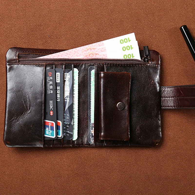 THINKTHENDO Мужской винтажный кошелек из натуральной кожи держатель для карт клатч портмоне карманы Тонкий