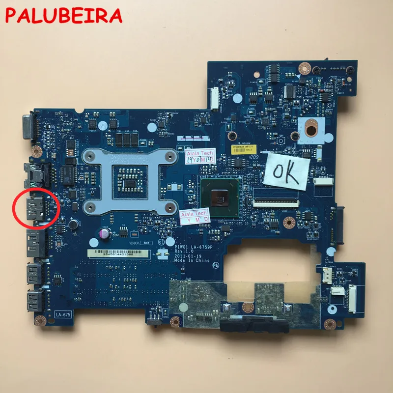 PALUBEIRA ноутбук материнская плата для Lenovo G470 PC PIWG1 LA 6759P с HDMI full tesed DDR3 HM65|Материнские