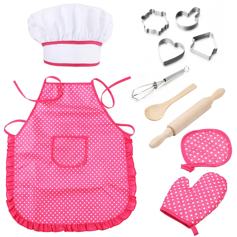 Brinquedos de Cozinha Ferramentas de Cozimento Azul do Vintage Role Play Casa Menina Cozinhar Panelas Crianças Cozinha Conjunto Avental Rosa Pontos 11 Pçs - Set 2 de cozinha menina cozinhar panelas crianças cozinha