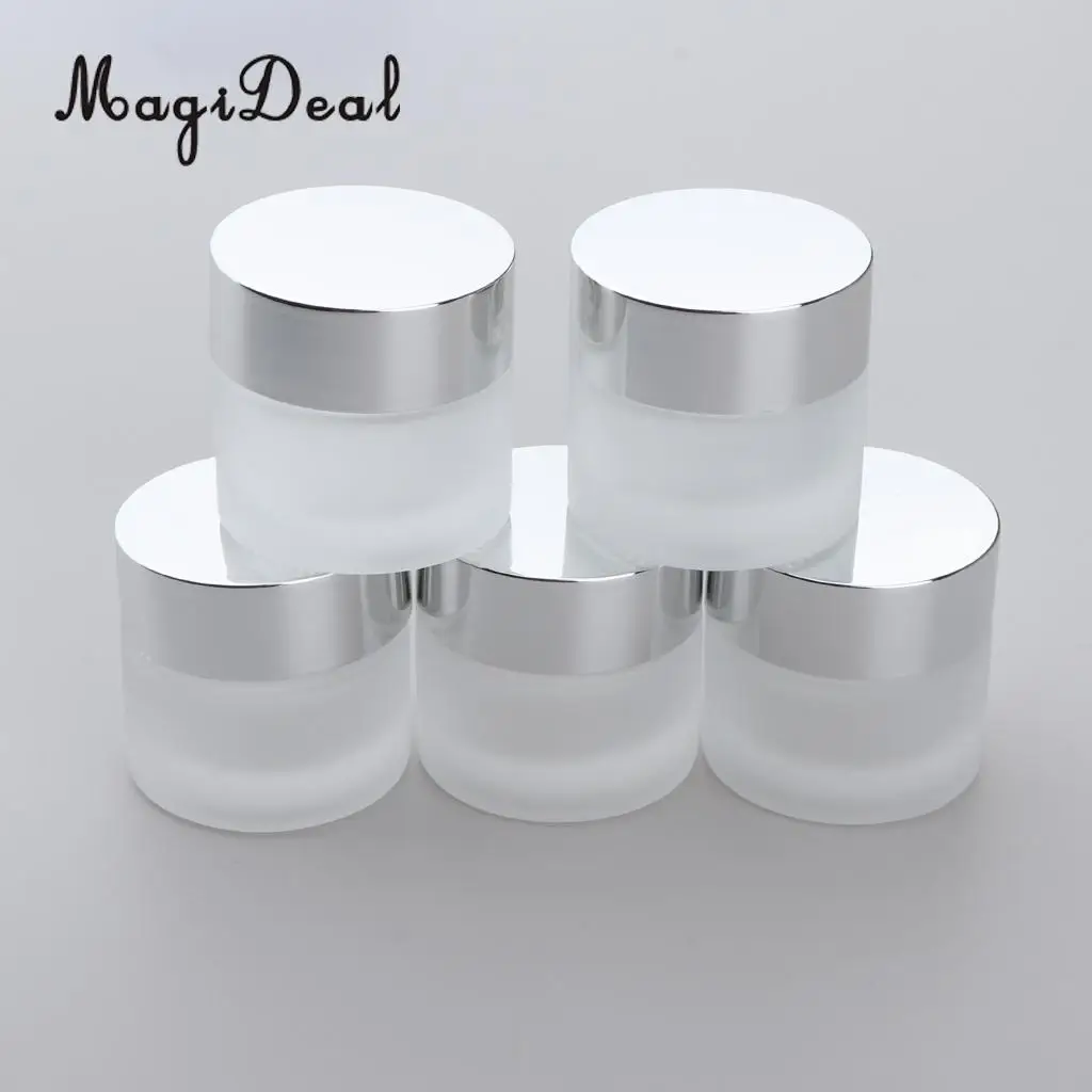 Kesoto 5x Travel Empty Glass Bottle Cosmetic Jars Box for Makeup Face Cream Essential Oil