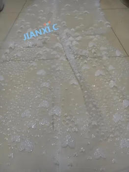 

Newest white African Lace Fabric DiuDiu-83132 with glitter high quality switzerland lace fabric