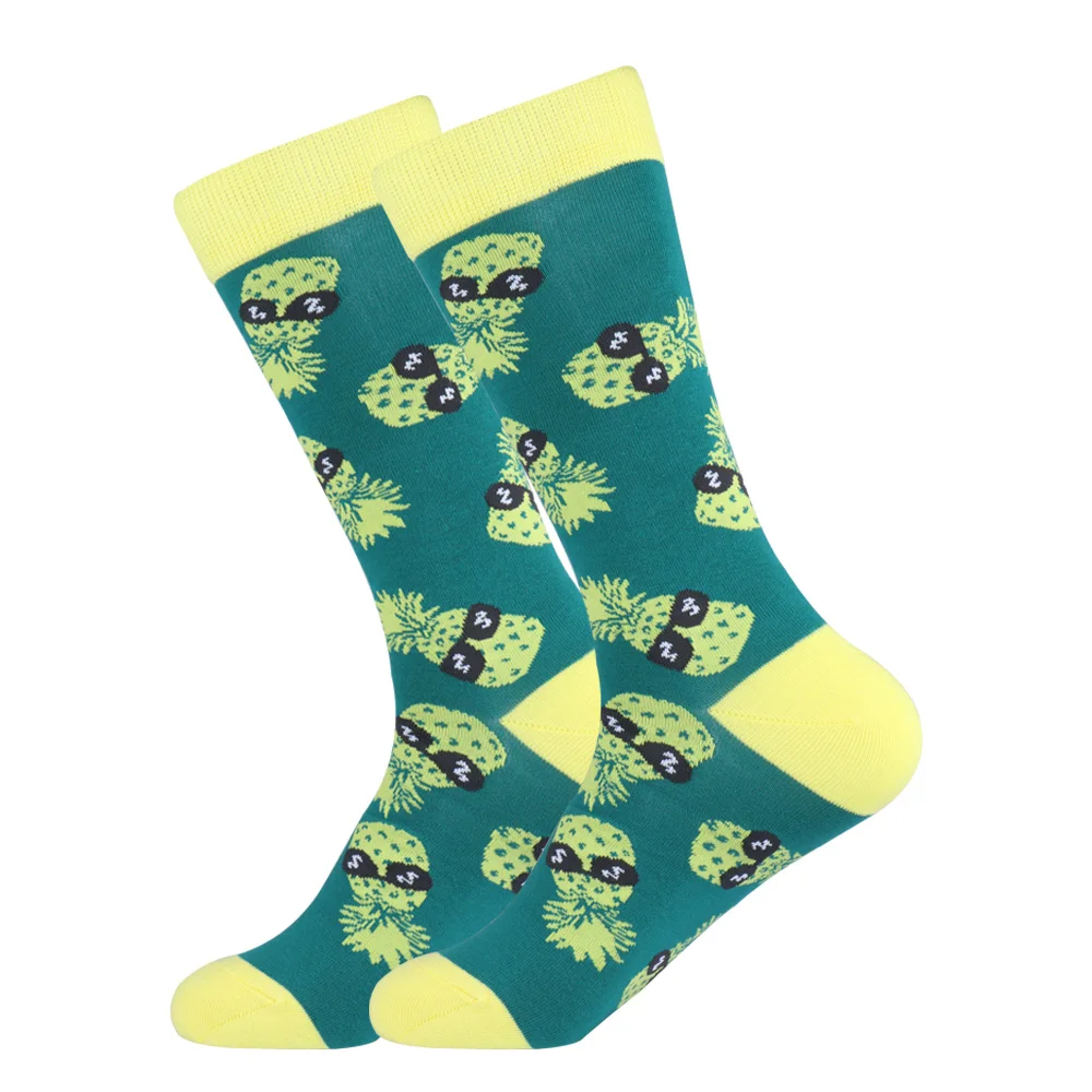 Novelty Men Pineapple Fruit Funny Long Socks Women Funky Cartoon Unisex