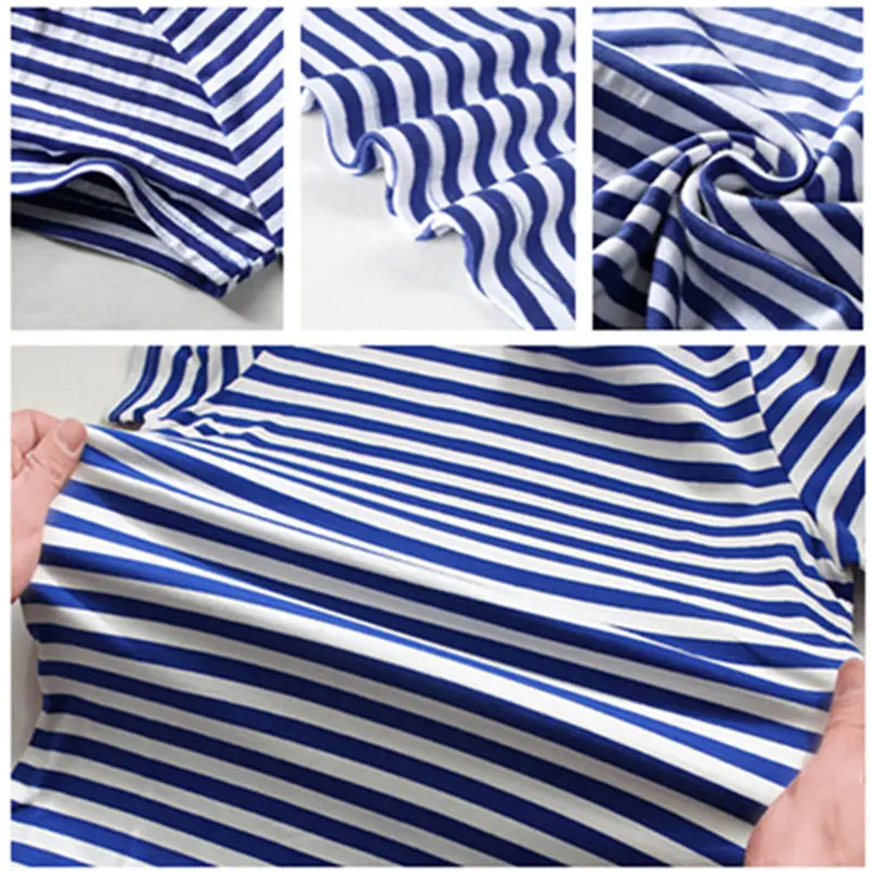Neue Familie Gestreiften Sommer Kurz-hülse T-shirt Passenden Familie Kleidung Outfits Mutter Tochter Vater Sohn baby kleidung sailor