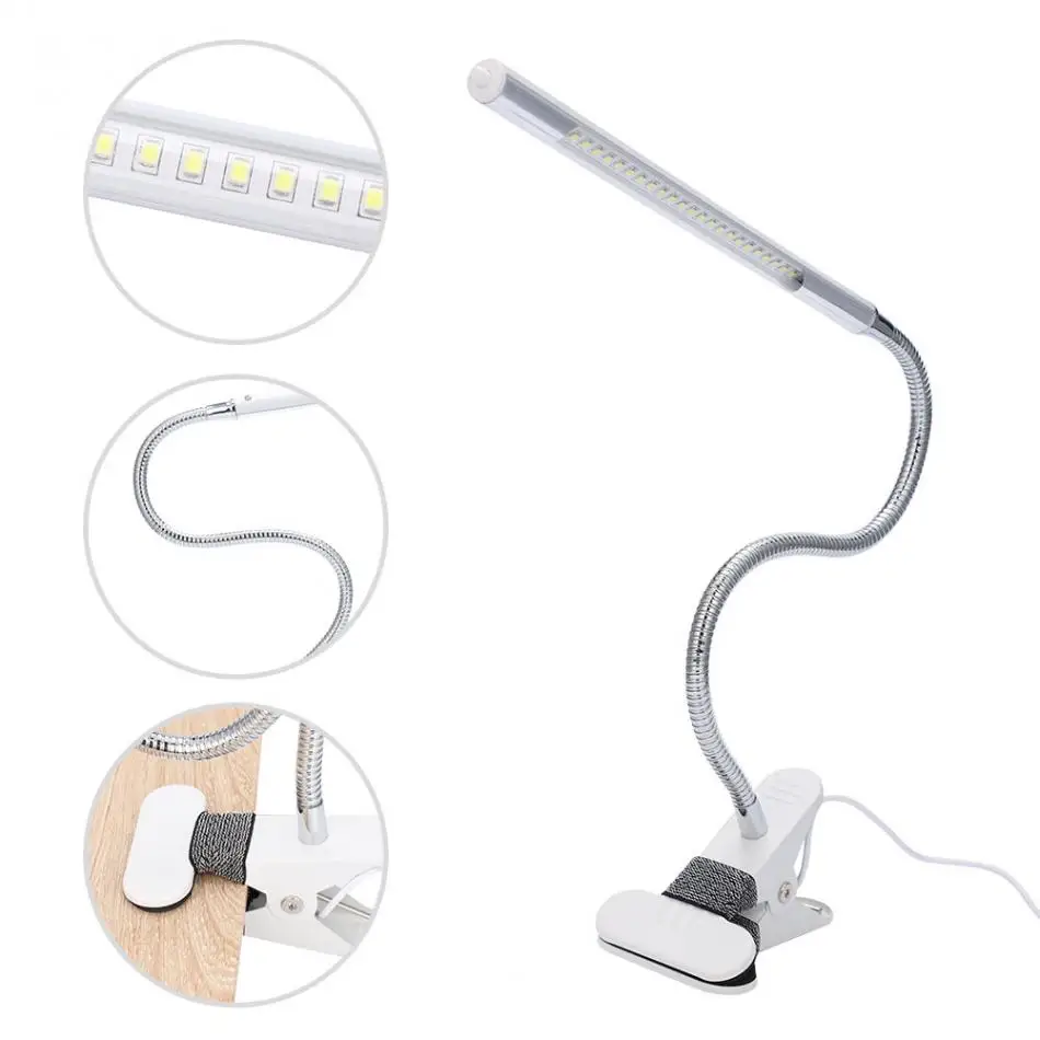 Регулируемые, для ногтей художественные инструменты для чтения светодиодный Настольный светильник Металлический хомут с зажимом USB