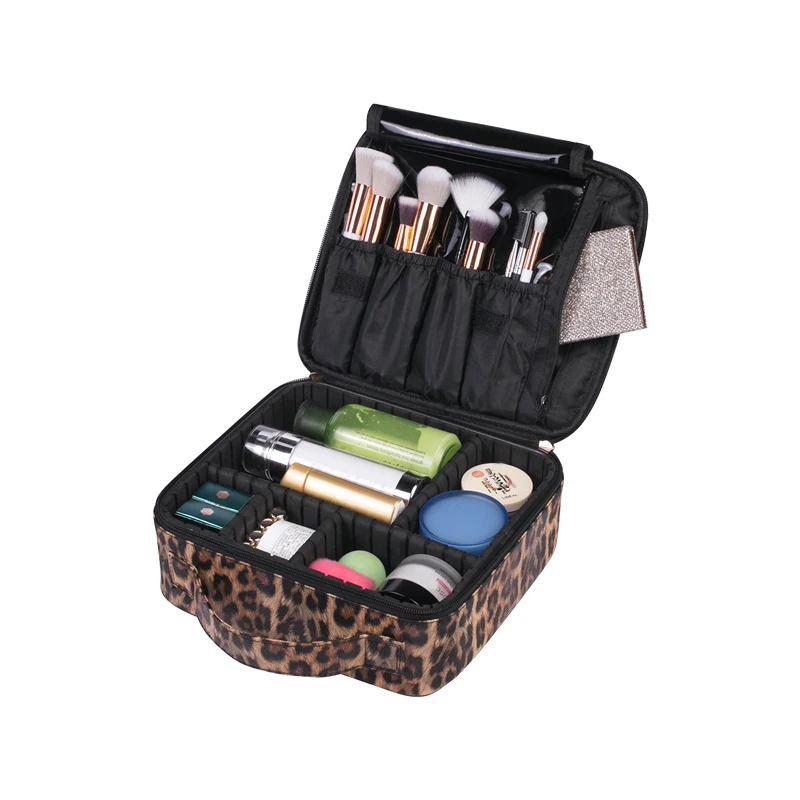 

Leopard Makeup Cosmetic Bag PU Waterproof Zipper Pouch Beauty Makeup Brush Cleaning Supplies Makeup Travel Essential Accessories