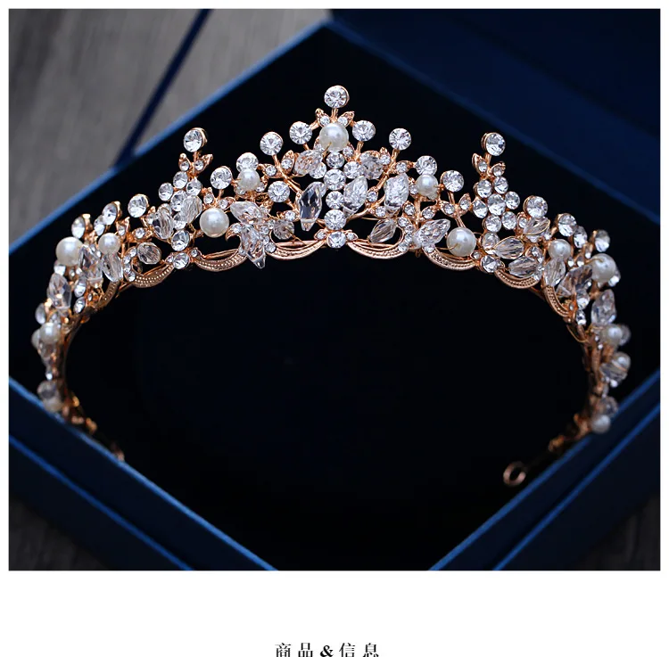 Barogirl Gold Wedding Crown and Tiara Bridal Butterfly Queen Princess Crystal Headband for Women and Girls  (2)