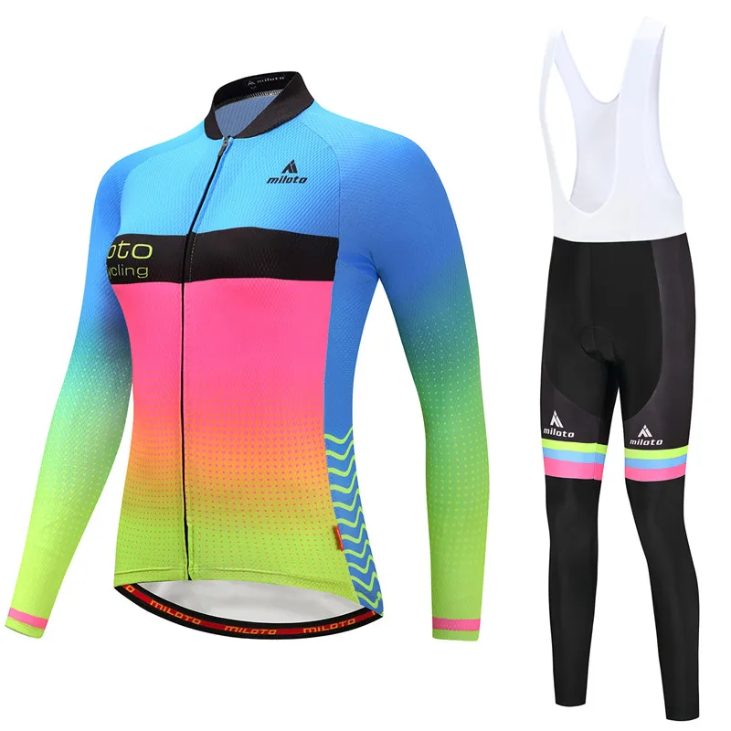 

Miloto Women Winter Thermal Fleece Cycling Jersey Set Warm Outdoor Cycling Clothing Fleece MTB Riding Wear Maillot Ciclismo Ropa