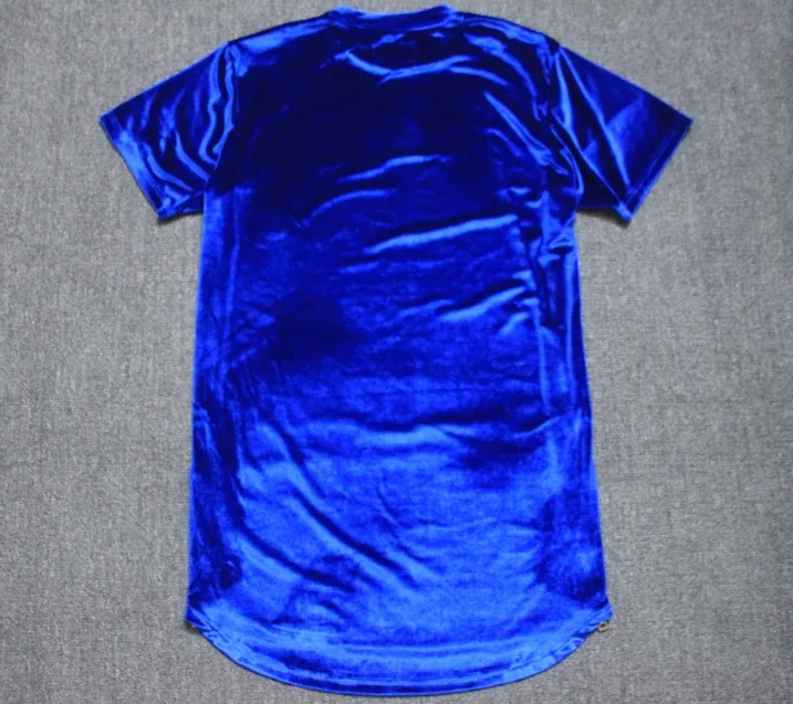 New kanye west Velour T-shirt Tyga Extended velour Tee 2015 Long Kanye West Ktz Shine Velvet Golden Zipper VELOUR VELVET HOODIE