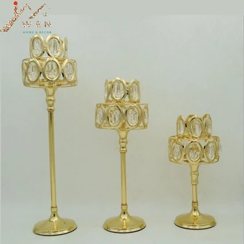 

Peculiar metal golden candle holder with crystals wedding candelabra centerpiece creative simple home decoration candlesticks