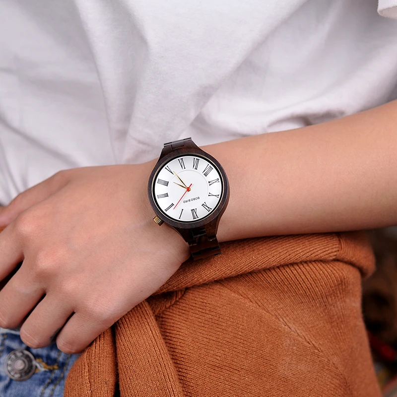 Achat BOBO OISEAU L Q11 Haute Qualité Mesdames Main Bois Montres Personnalisé Marque Logo 2018 Squelette Femmes Quartz Reloje