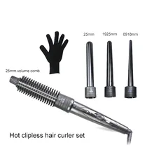 4 P Сменные бигуди для волос Профессиональный Выпрямитель для волос щетка расческа щипцы для завивки Турмалин Керамика мульти-Размер 09 25 мм