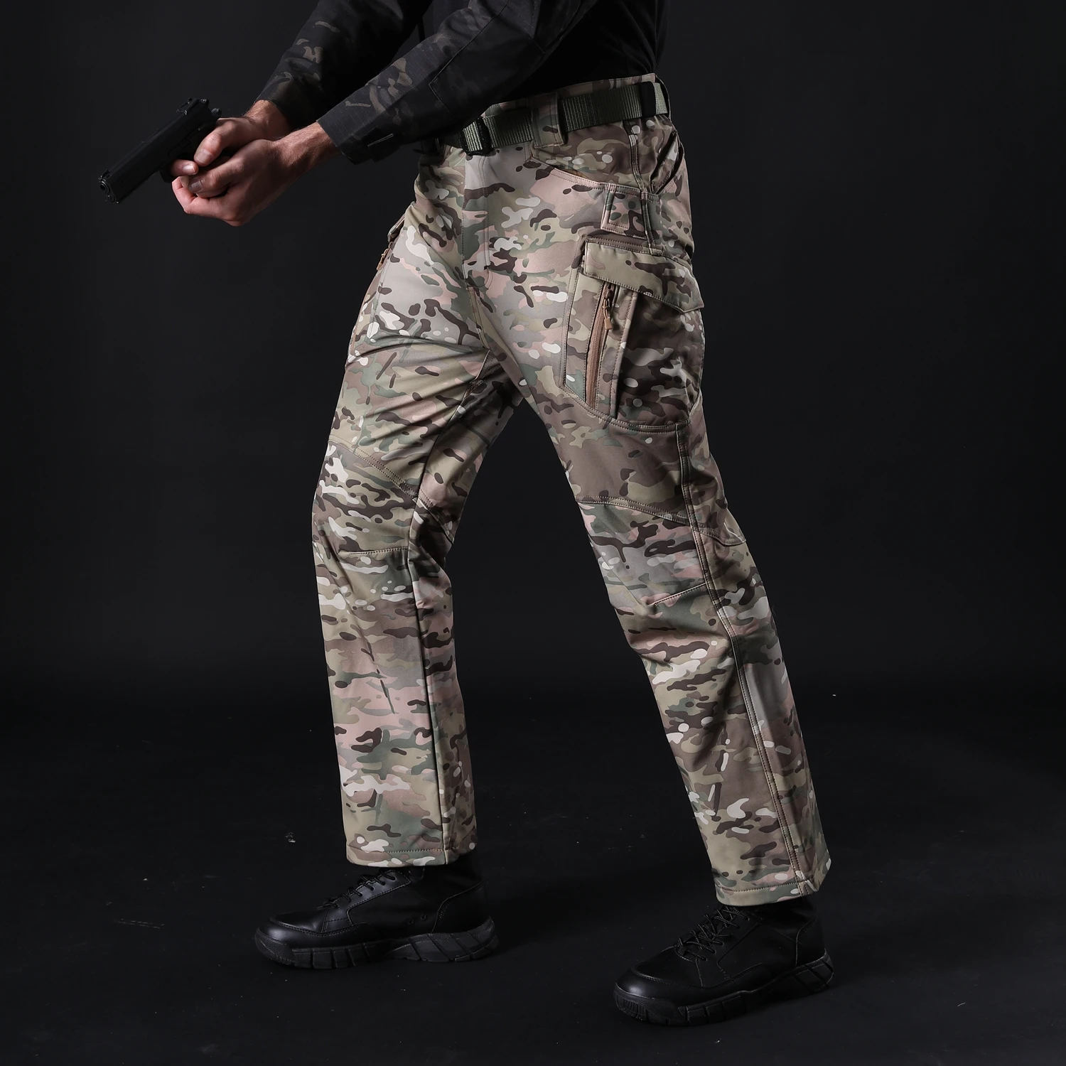 IX9III стильные тактические камуфляжные штаны из мягкой оболочки, мужские Водонепроницаемые Военные флисовые брюки-карго, зимние теплые армейские брюки