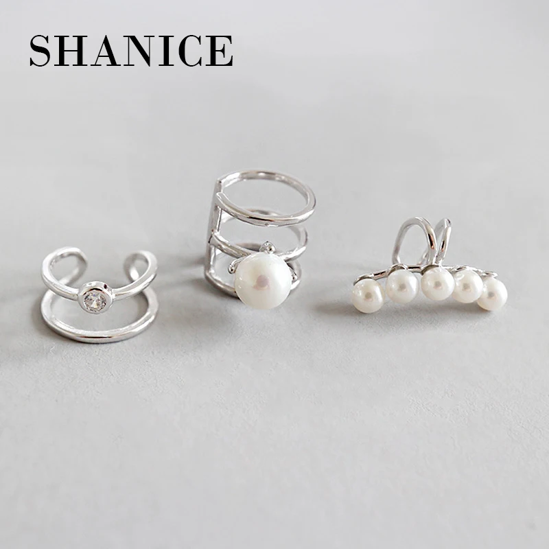 

SHANICE 925 Sterling Silver Shell Pearls Ear Cuff Clip On Earrings For Women Fashion Girl Without Piercing Earings Jewelry
