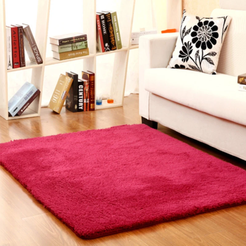 New Fashion Red Fluffy Rugs Anti Skid Shaggy Area Living room Home
